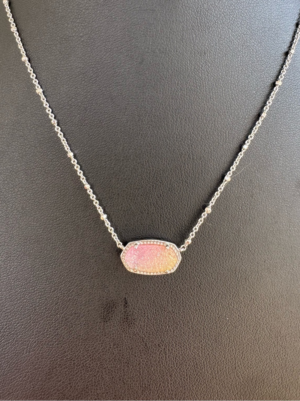 Kendra Scott Elisa Silver Satellite Necklace in Link & Yellow Watercolor Drusy
